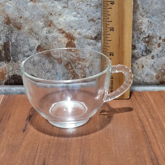 VTG Clear Glassware Snack Set 4 Four Plates Cups - Picture 8 of 16